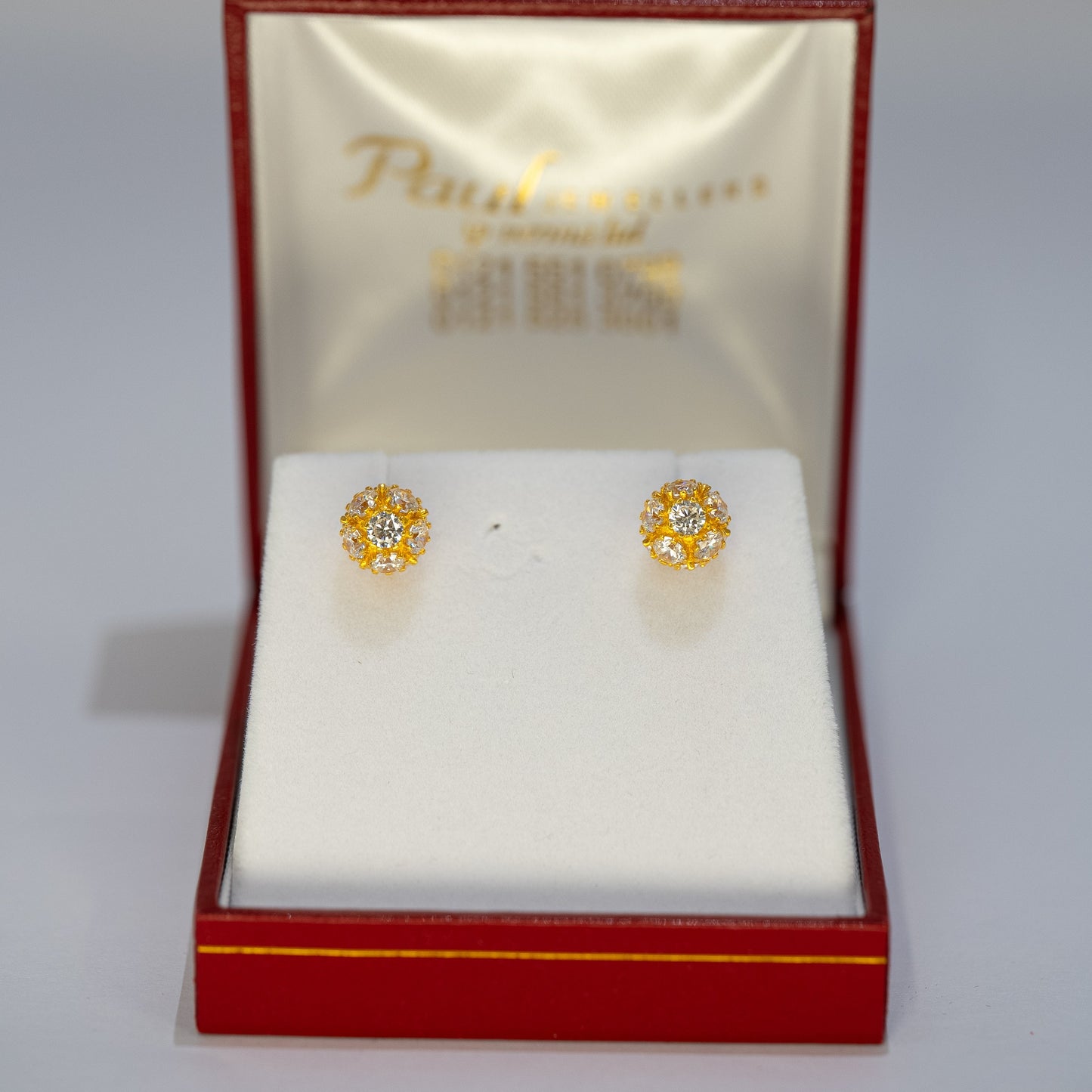 22ct Gold CZ Cluster Stud Earrings