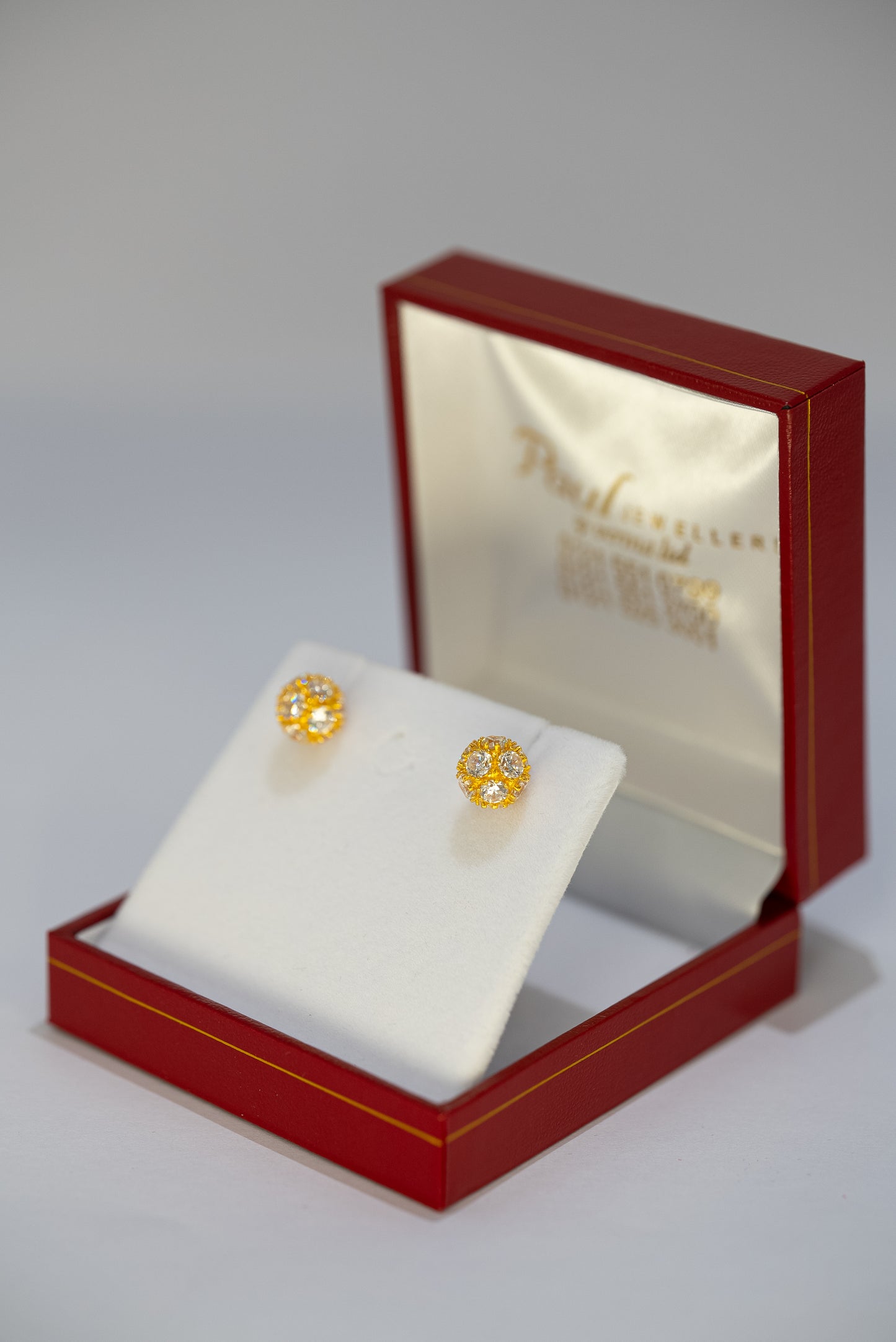 22ct Gold CZ Cluster Stud Earrings
