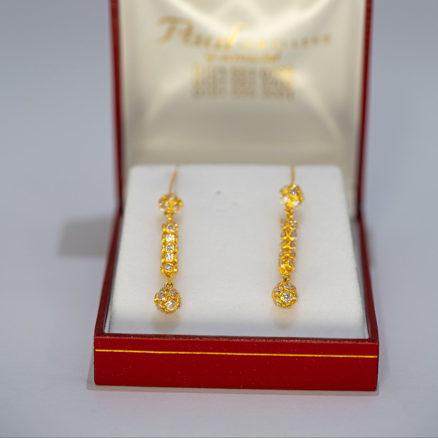 22ct Gold Drop Earrings with CZ Stones