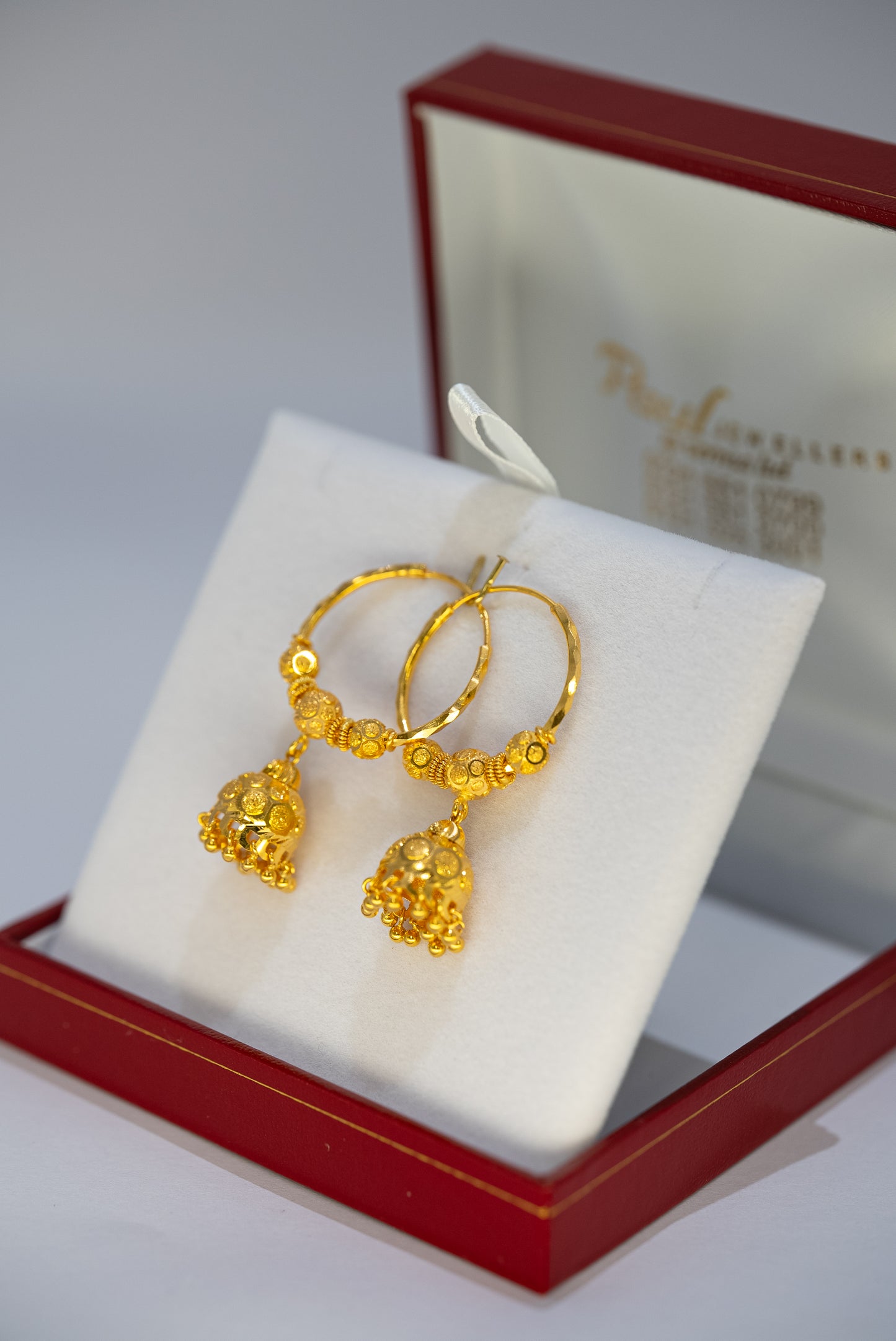 22ct Gold Hoop Earrings with Large Jhumki Drops