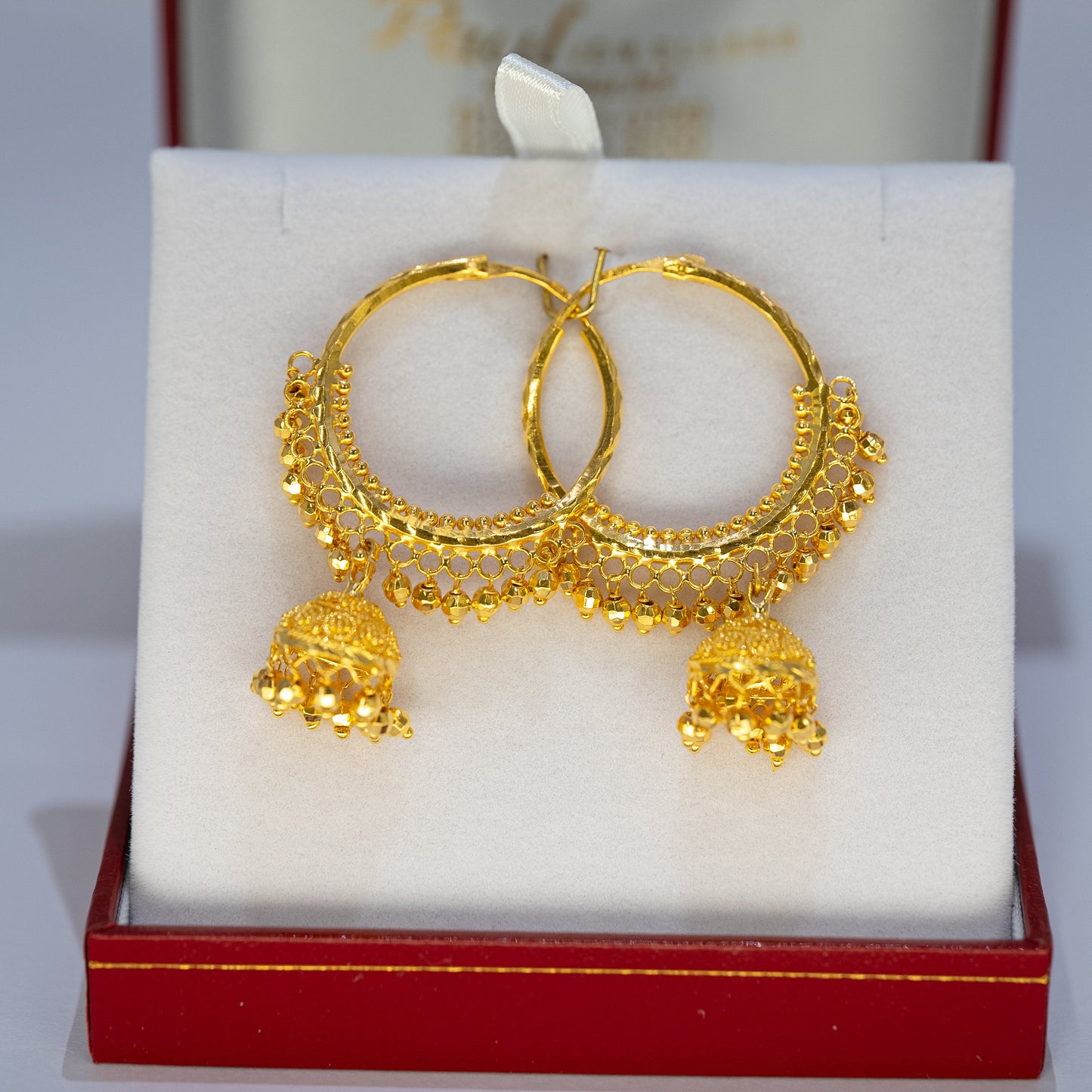 22ct Gold Hoop Earrings with Statement Jhumki Drops