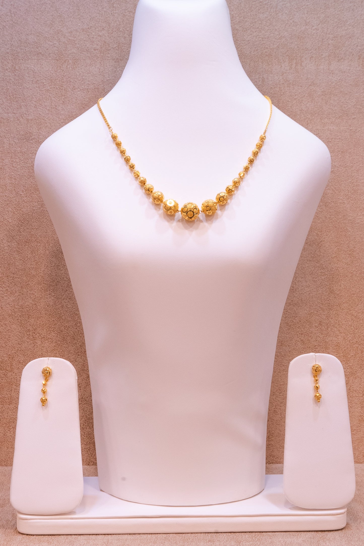 Gold Ball Necklace with Earrings