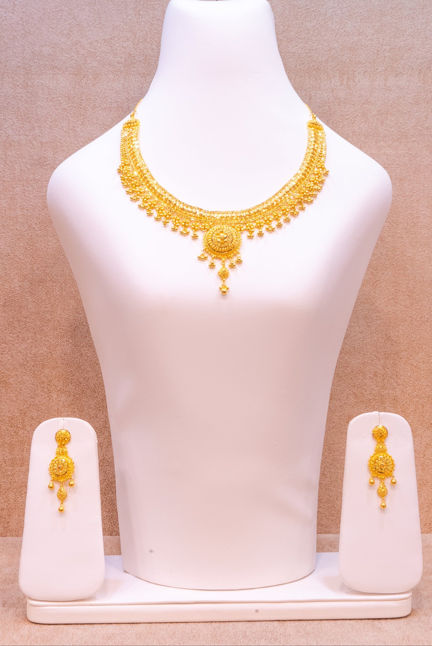 Wedding Set - Gold Collar with Drop-down Earrings