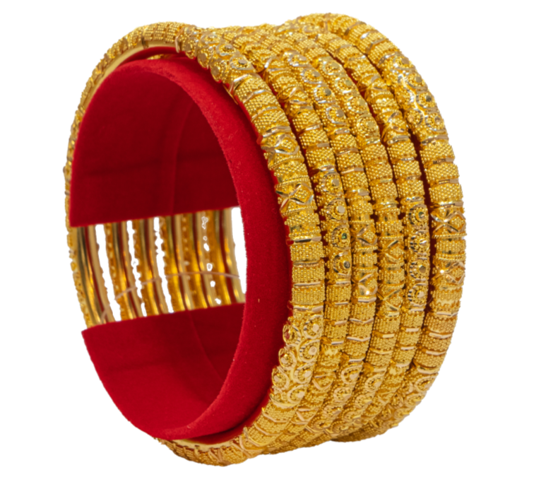 Six Bangle Set in Beaded Gold Design