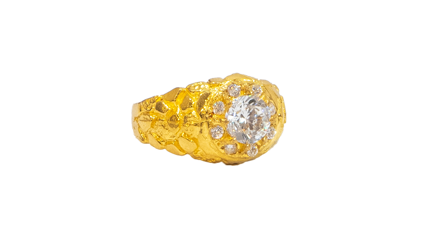 Mens White Stone Gold Ring
