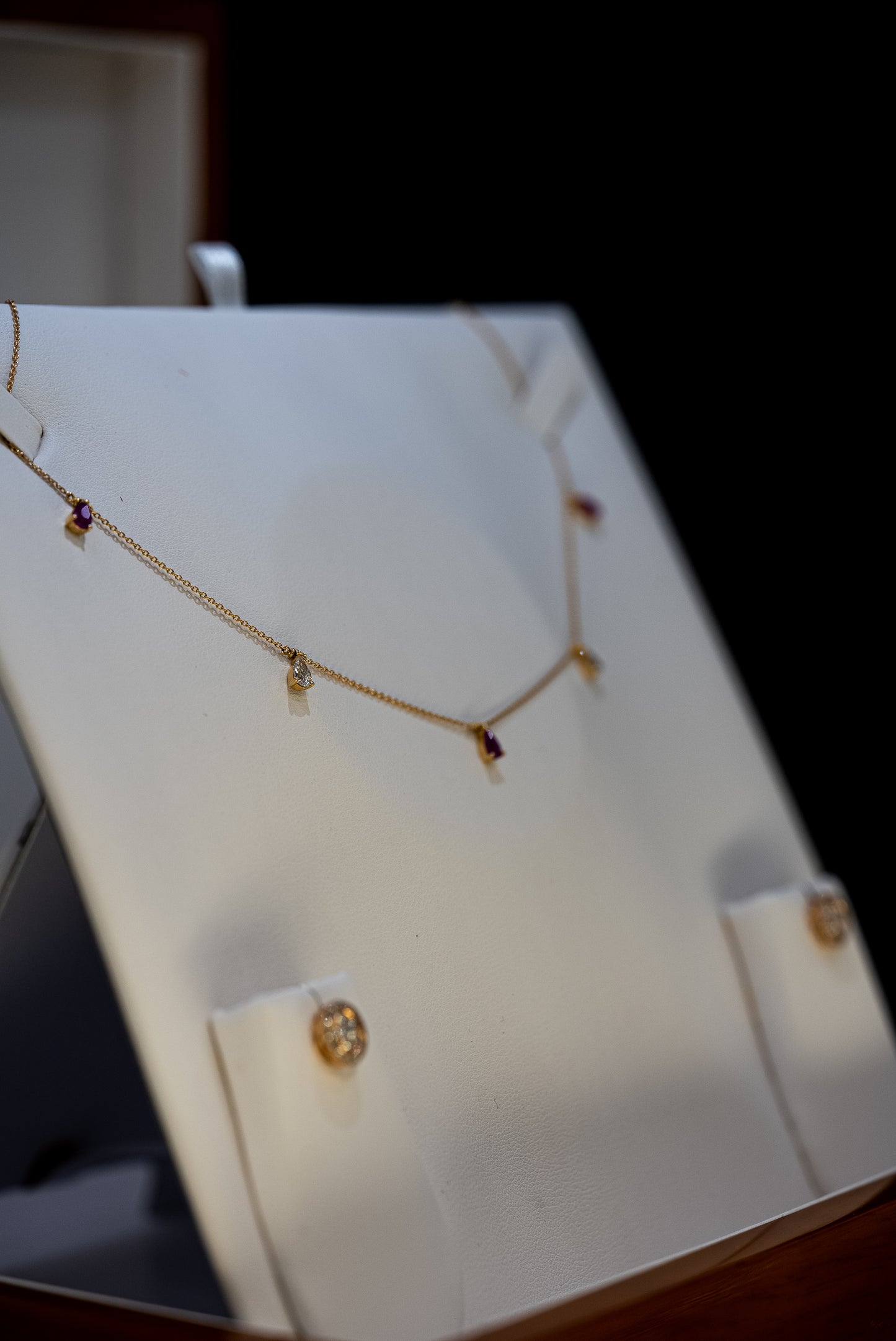 18ct Yellow Gold Ruby and Diamond Necklace and Earrings Set