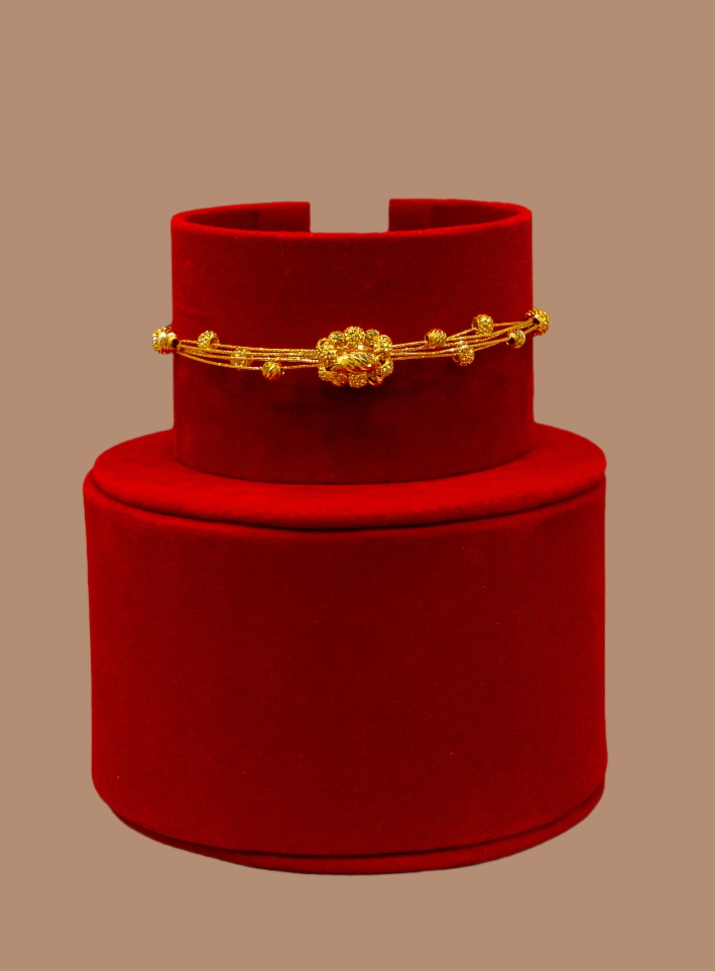 Gold cluster-beaded bracelet