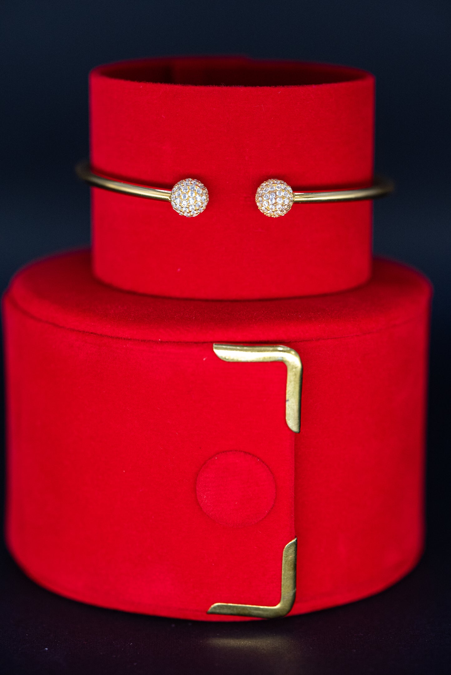 22ct Gold Open Cuff Bangle with CZ Accents