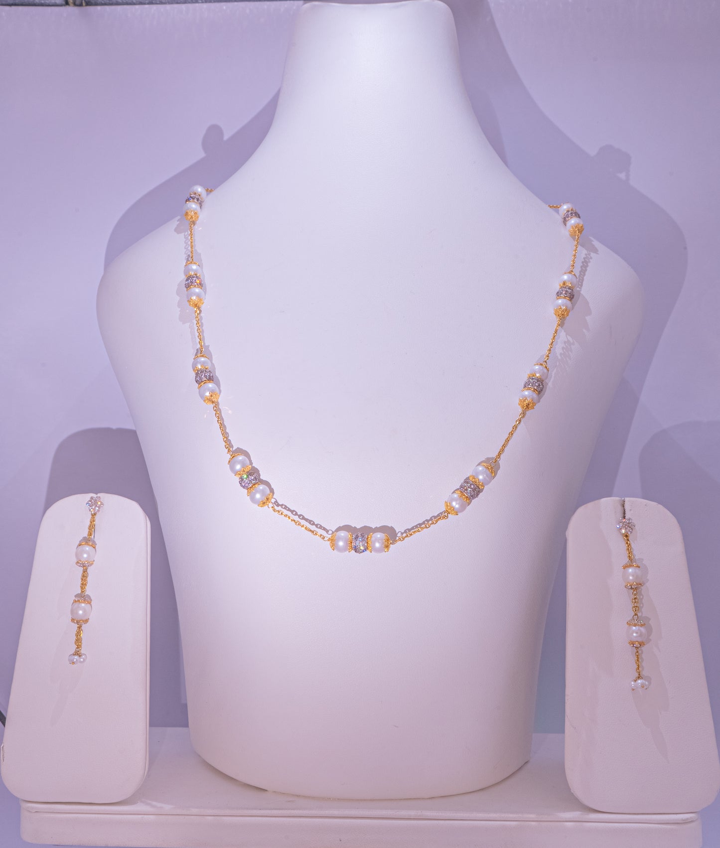 Ladies Pearl and Rhodium Party Set