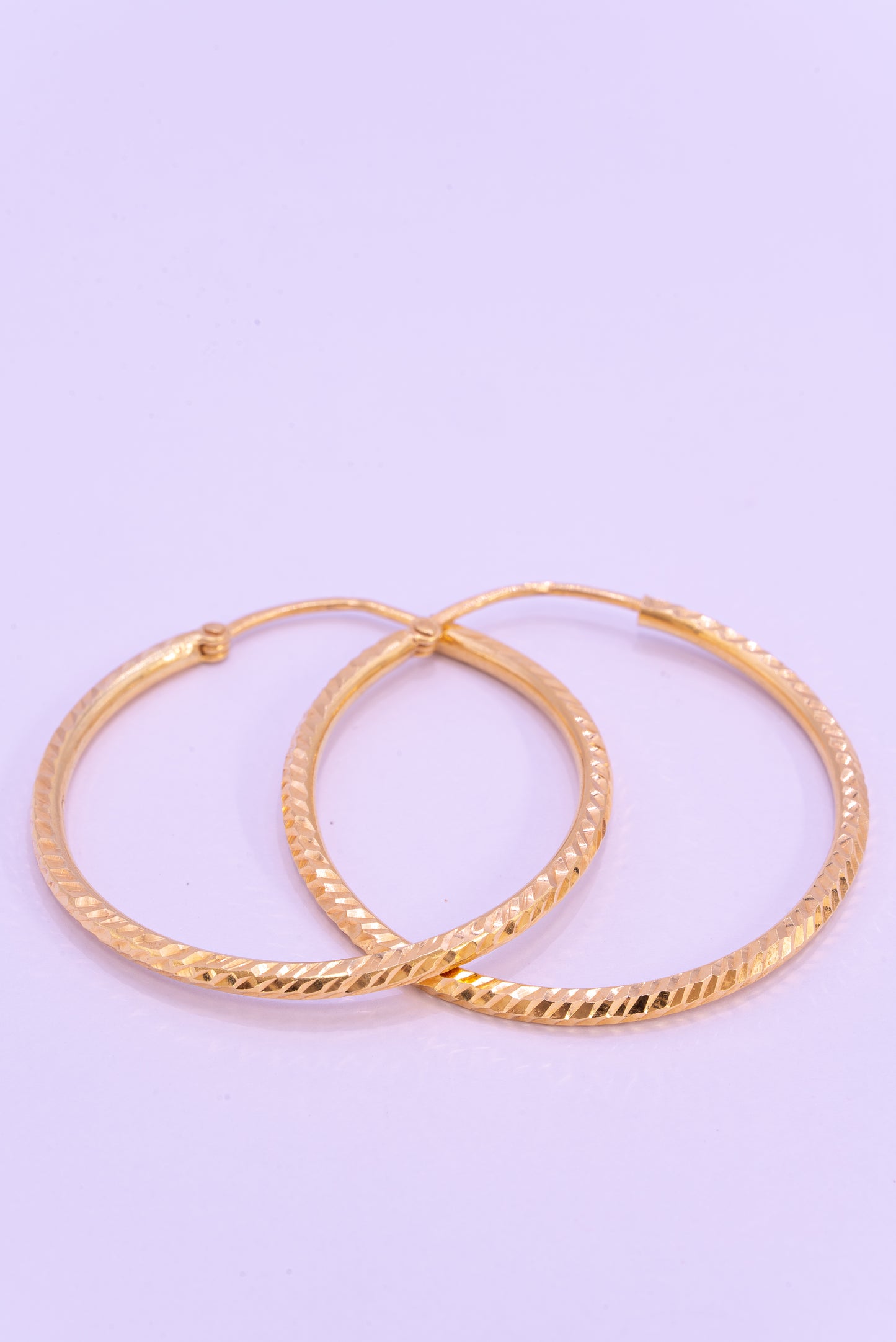 Diamond-Cut Large Hoop Earrings