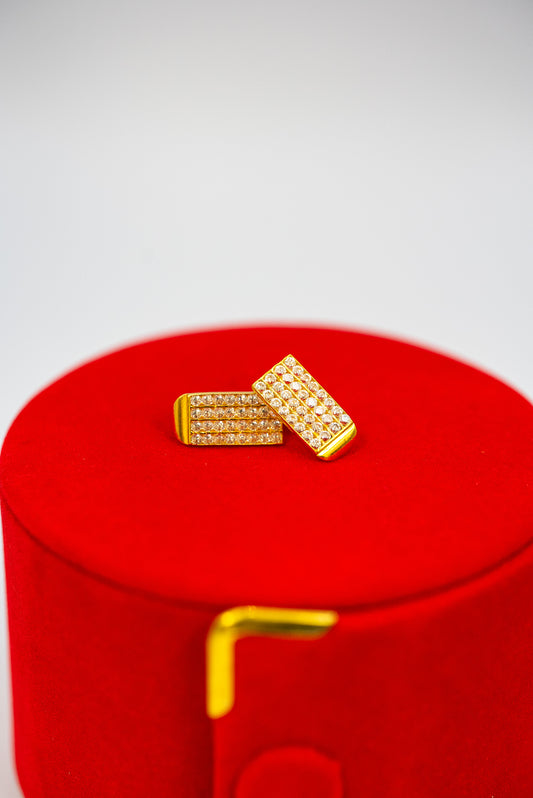 Gold and CZ rectangular studs