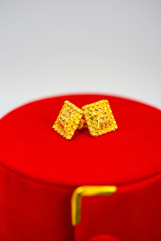 Square Gold Filigree Studs