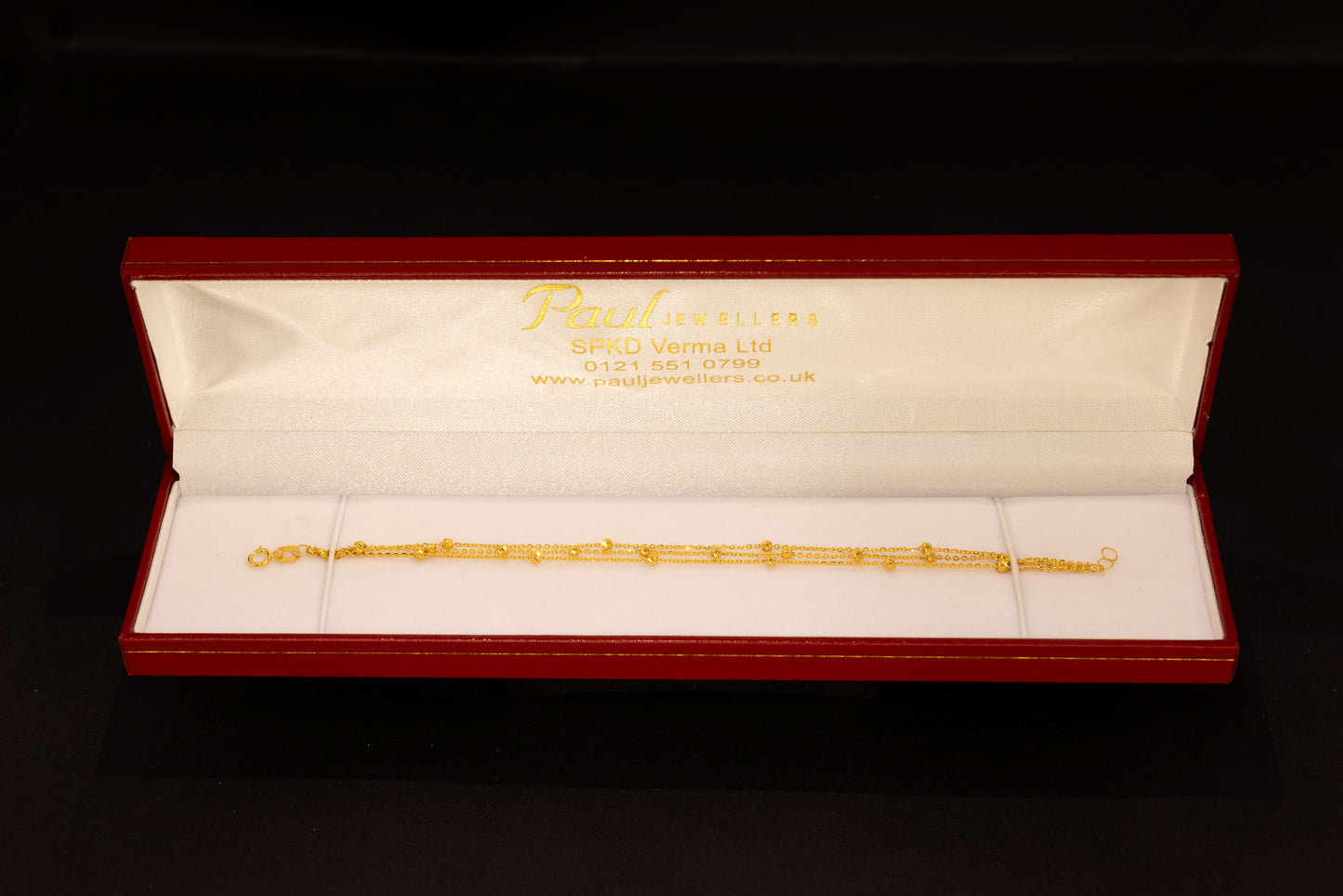22ct Gold Triple Strand Beaded Bracelet
