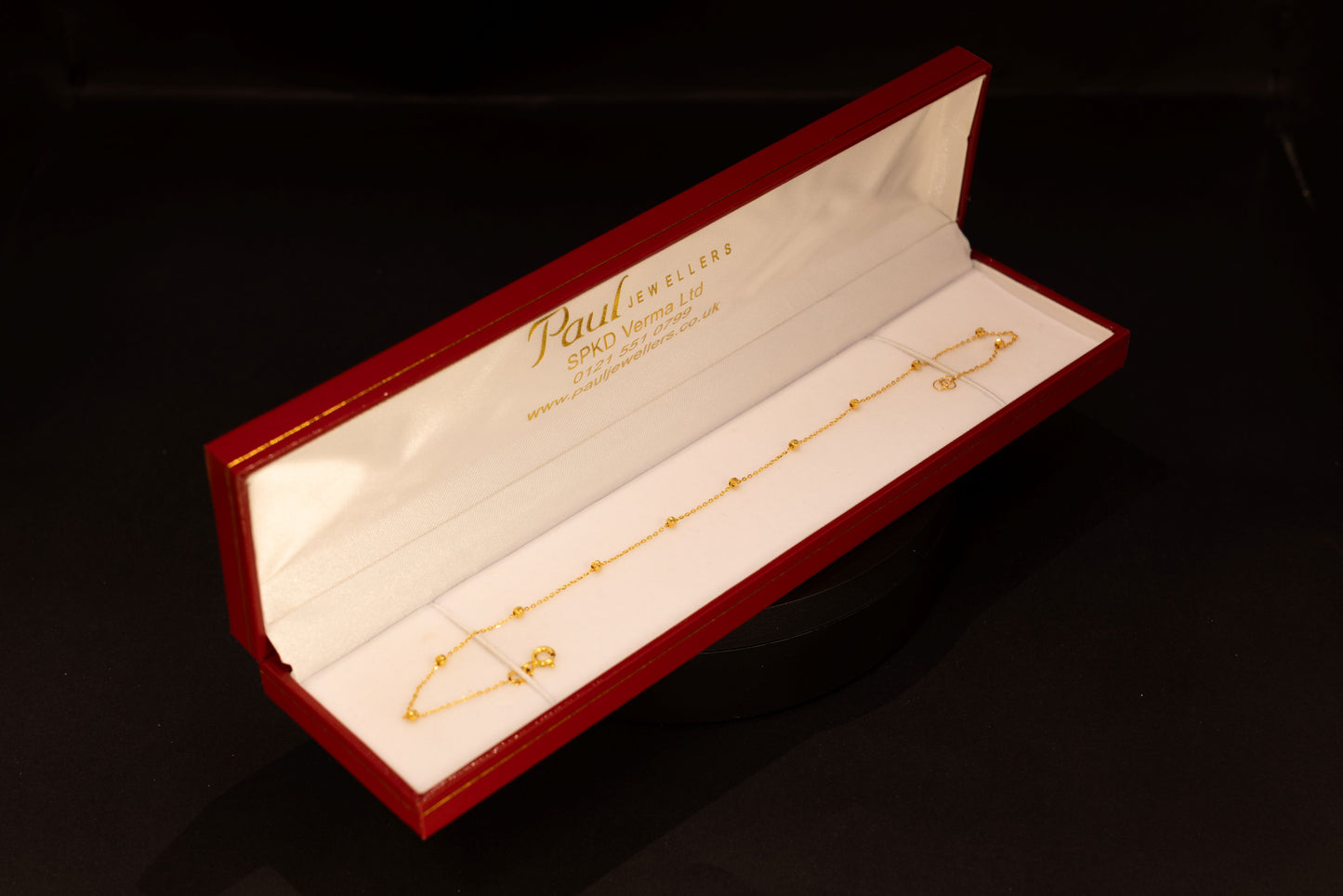 22ct Gold Beaded Ankle Chain - 10 Inch