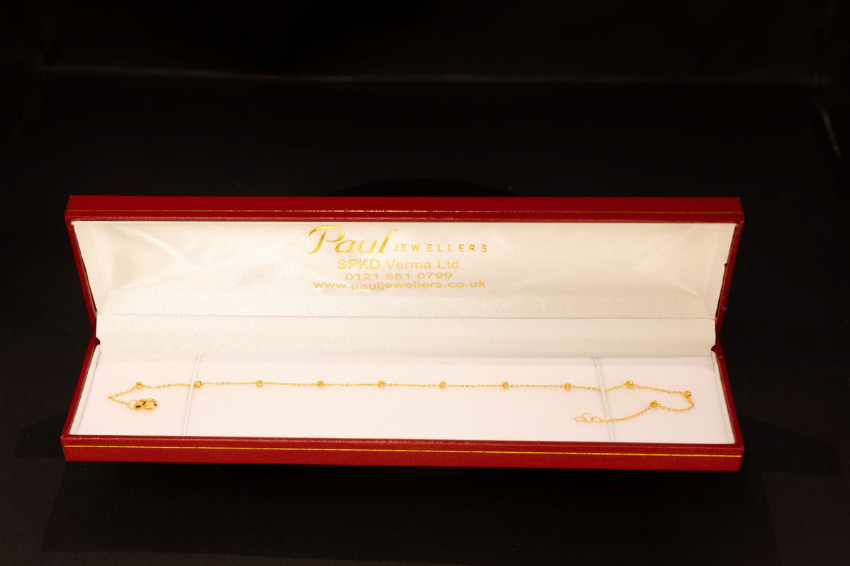 22ct Gold Beaded Anklet - 10 inches