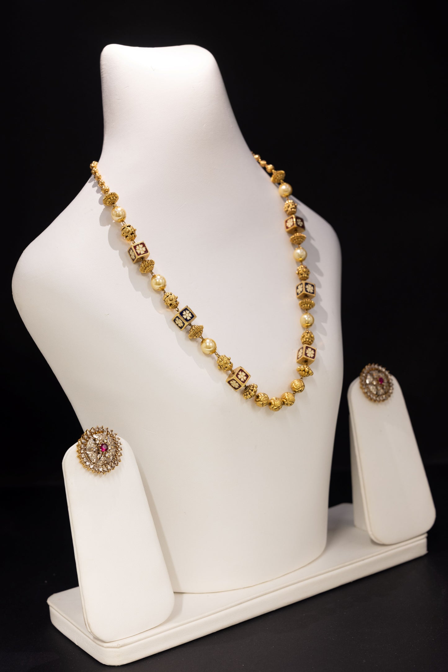 22ct Gold Antique-Inspired Pearl and Enamel Necklace