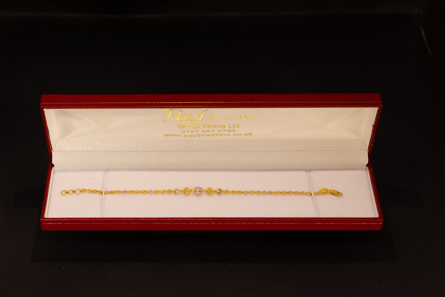22ct Gold and Rhodium Bead Bracelet