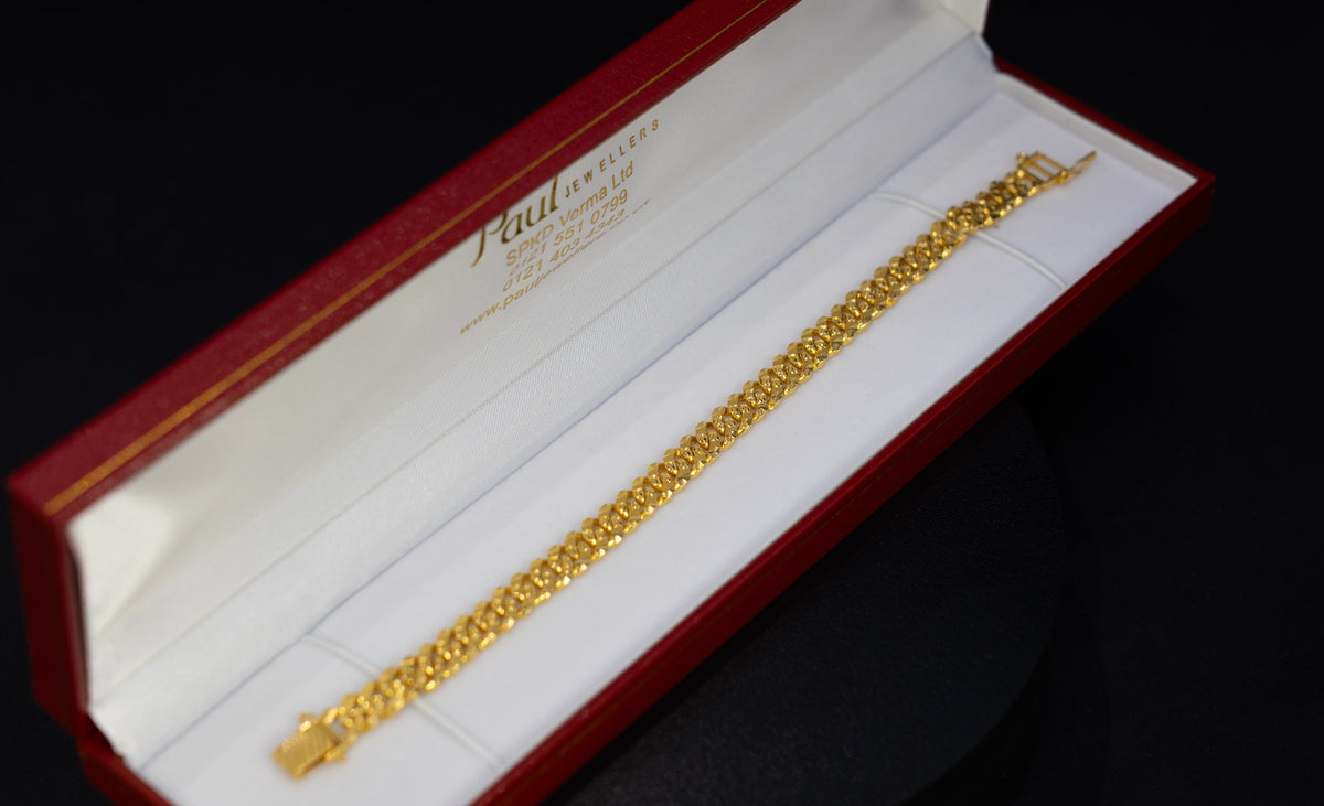 22ct Gold Textured Cuban Link Bracelet