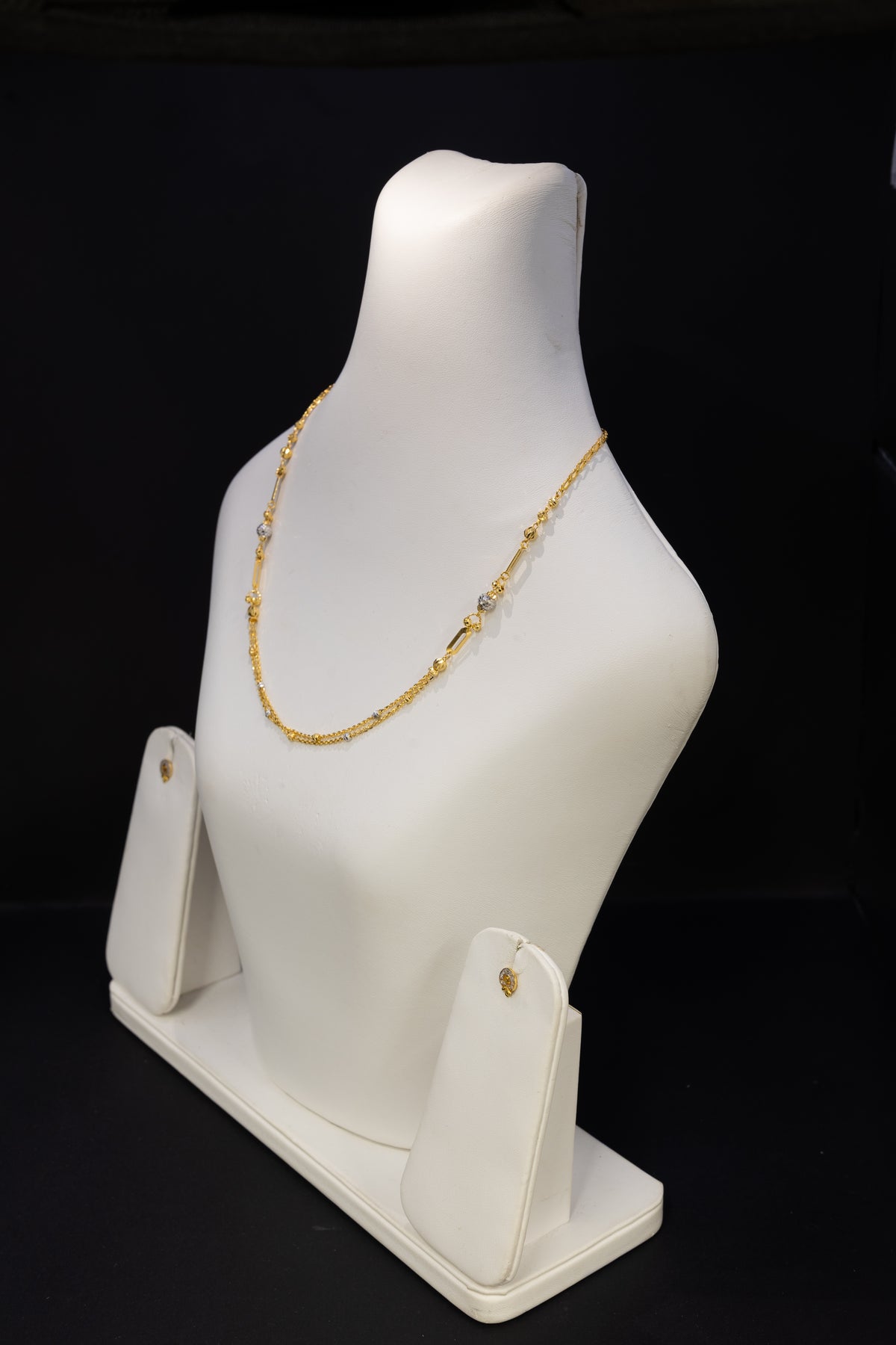 22ct Gold Two-Tone Beaded Necklace & Earring Set