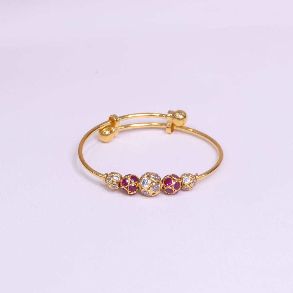 Children's Adjustable Red and White Gold Bangle