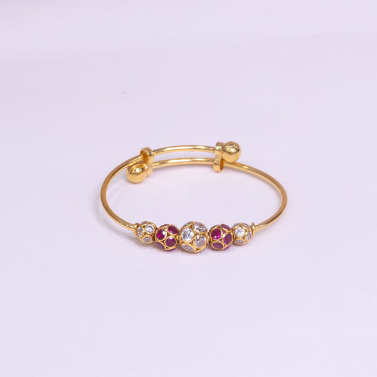 Children's Adjustable Red and White Gold Bangle