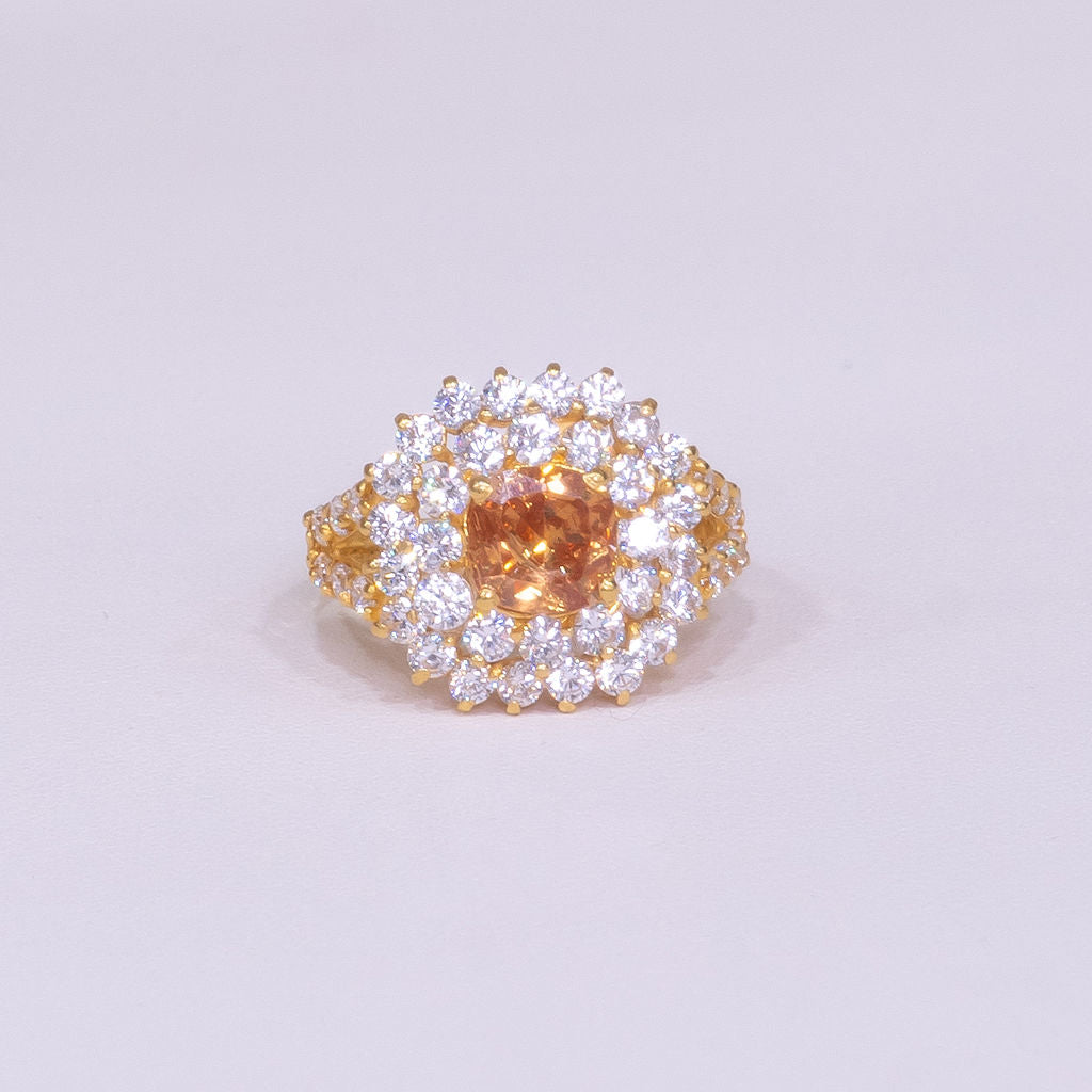 Ladies Gold Champagne Polki Ring