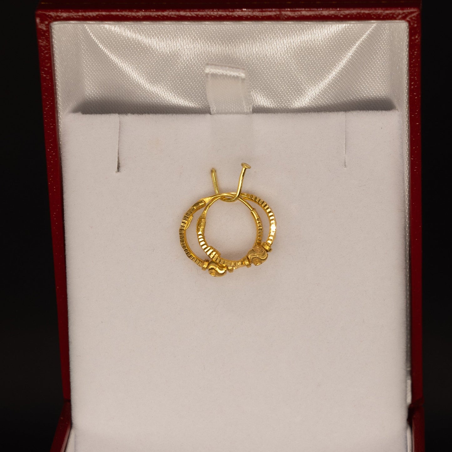 22ct Gold Patterned Hoop Earrings
