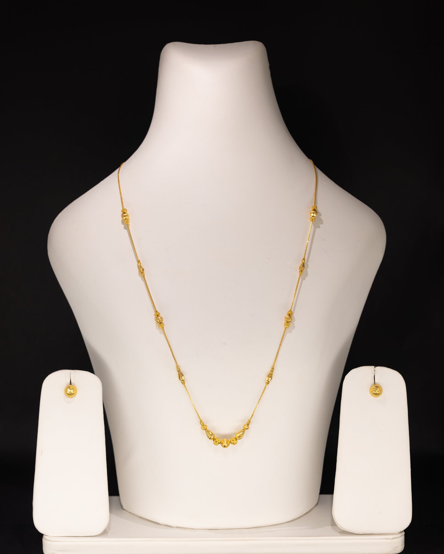 22ct Gold Beaded Necklace and Stud Earring Set