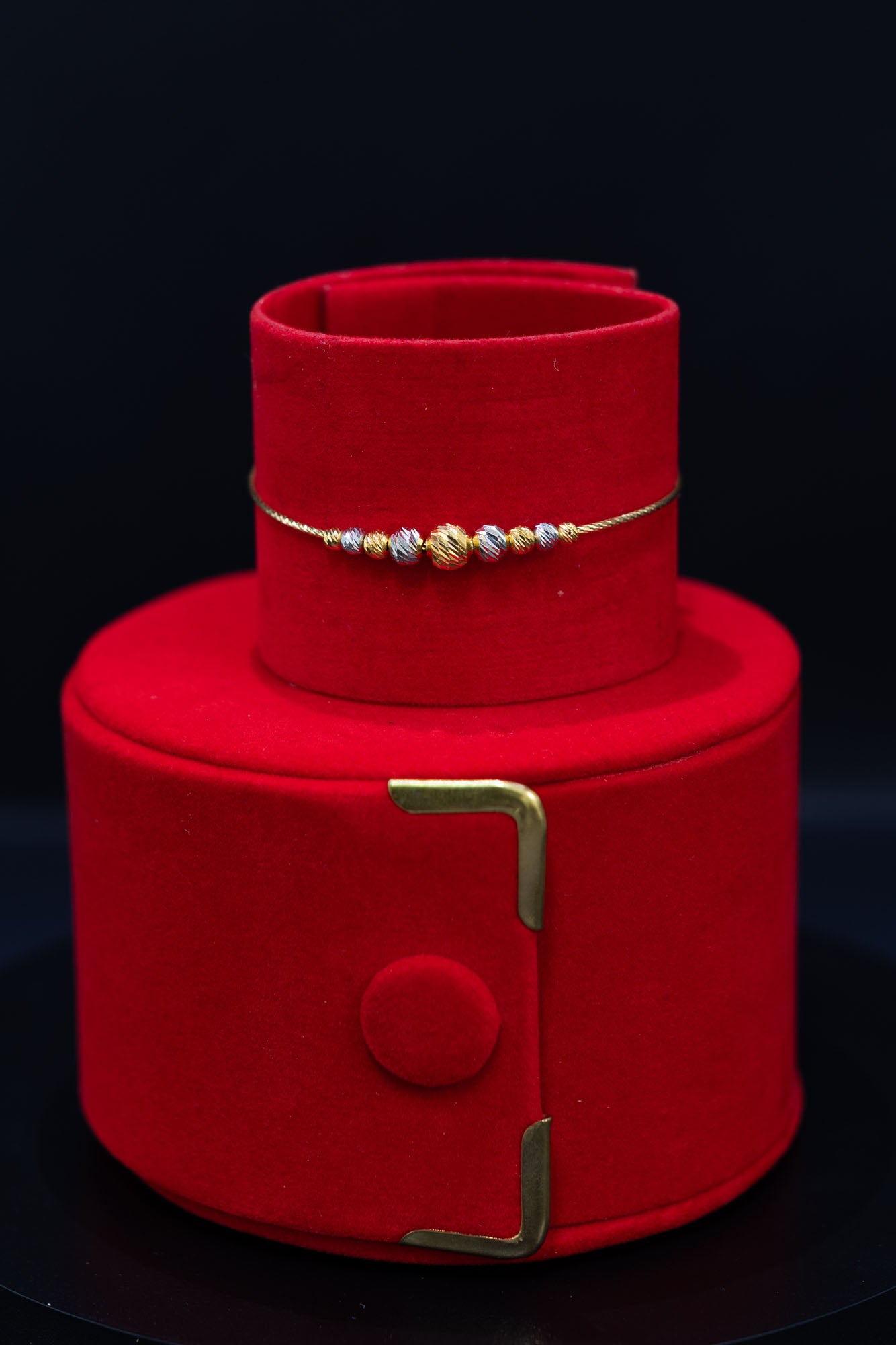 22ct Gold Two-Tone Beaded Adjustable Baby Bracelet