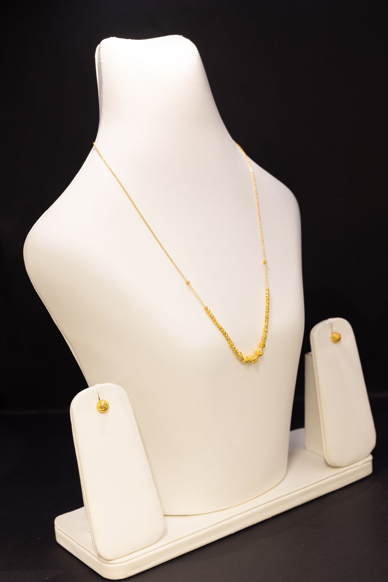 22ct Gold Beaded Necklace & Stud Earring Occasion Set