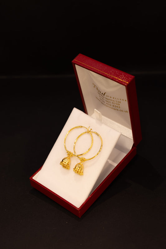 Large 22ct Gold Jhumki Hoop Earrings