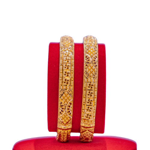 Pair of rounded Gold Bangles with Screw Fixings
