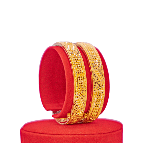 Pair of Gold Bangles with Square design