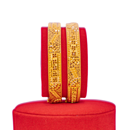 Pair of Gold Bangles with Square design
