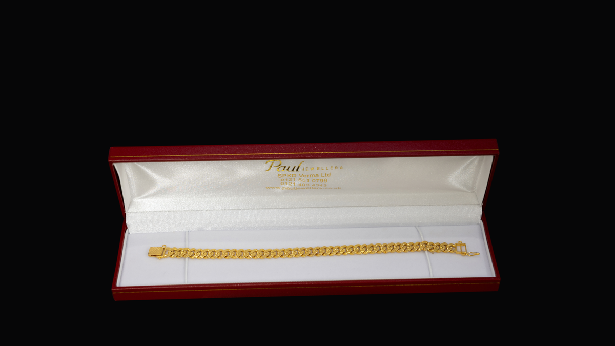 22ct Gold Textured Cuban Link Bracelet