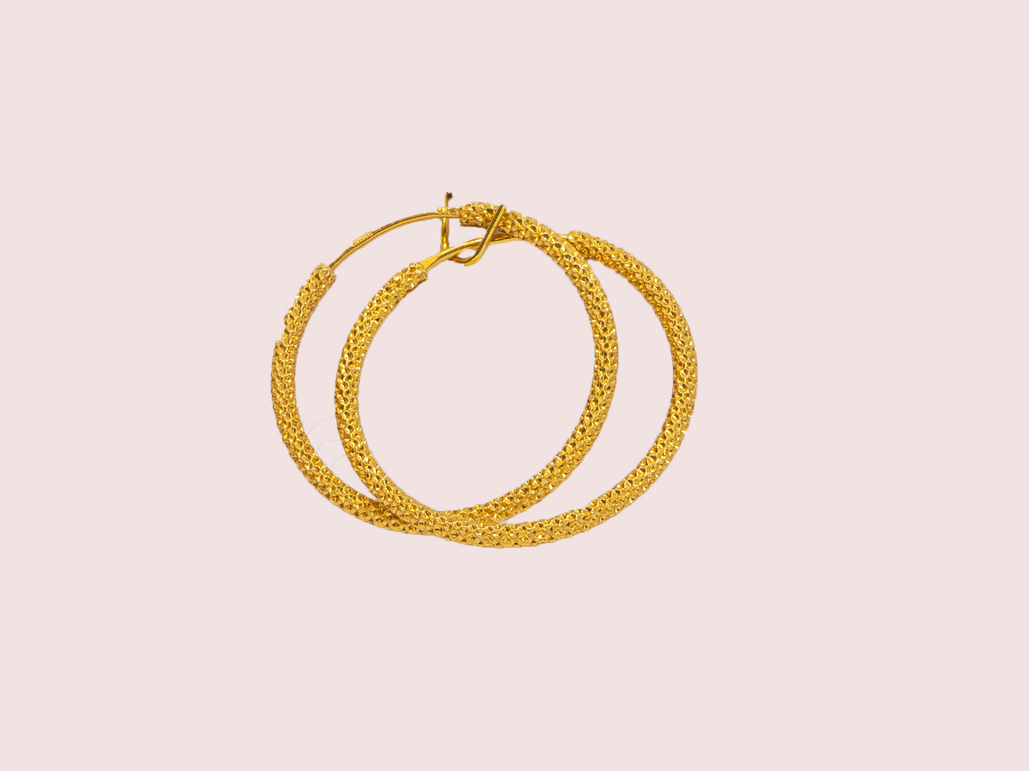 Ladies Gold Frosted Hoops