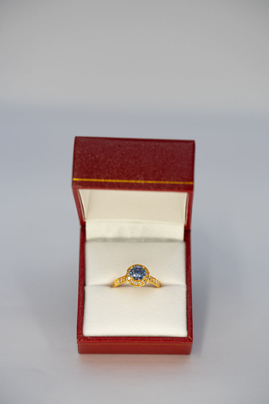 22ct Gold Ring with Blue Stone