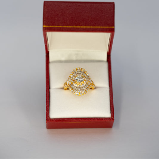 22ct Gold Shield Ring with CZ Stones
