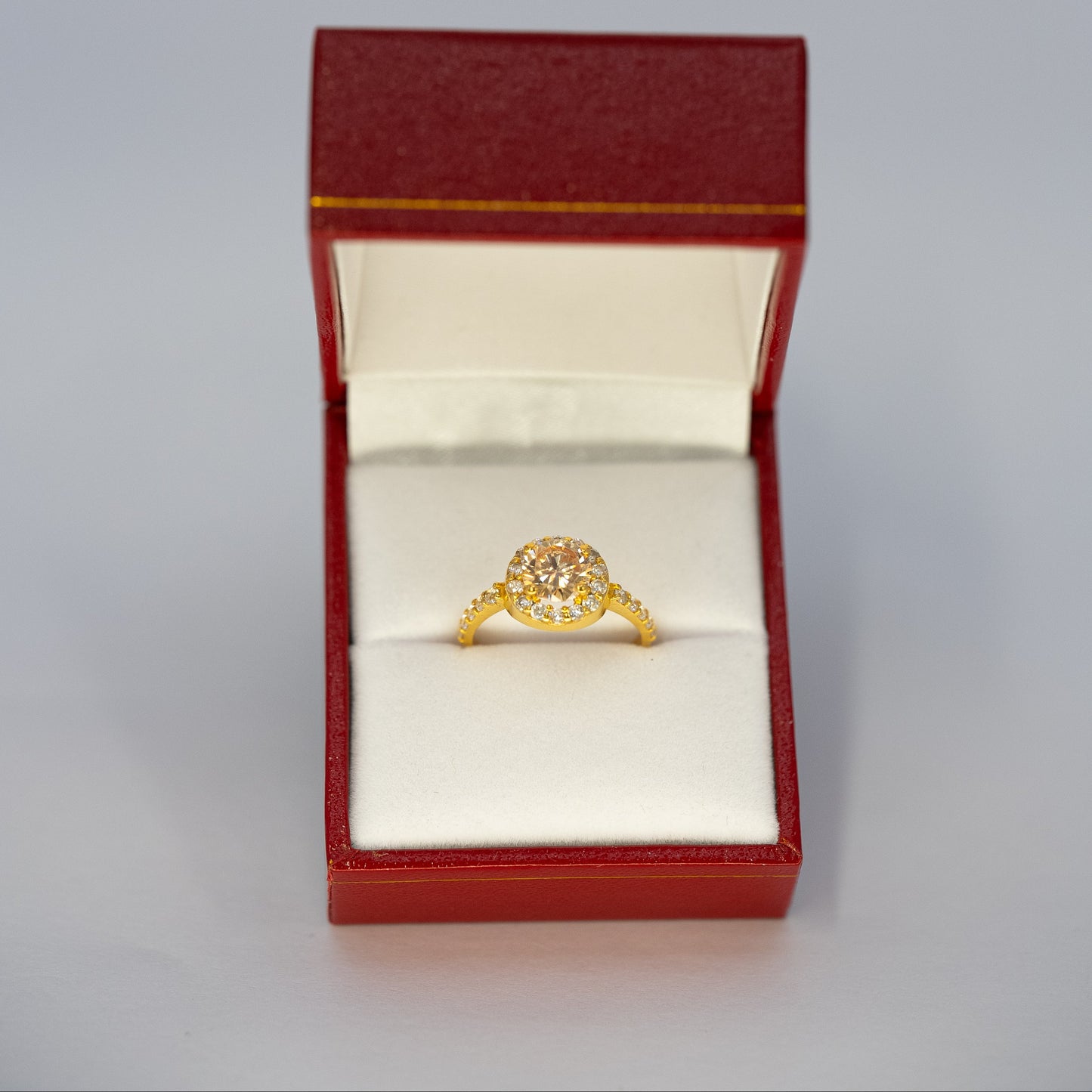 22ct Gold Halo Ring with CZ Stones