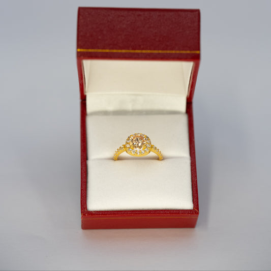 22ct Gold Halo Ring with CZ Stones