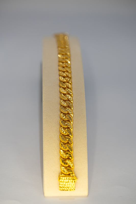 22ct Gold Men’s Chunky Flat Link Cuban Bracelet
