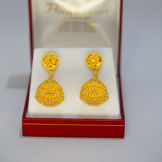 22ct Gold Floral Jhumki Earrings