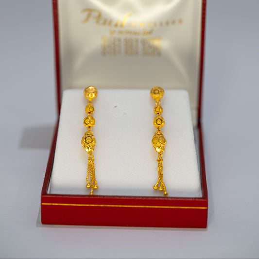 22ct Gold Long Drop Earrings