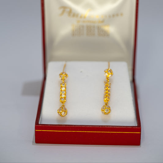 22ct Gold Drop Earrings with CZ Stones