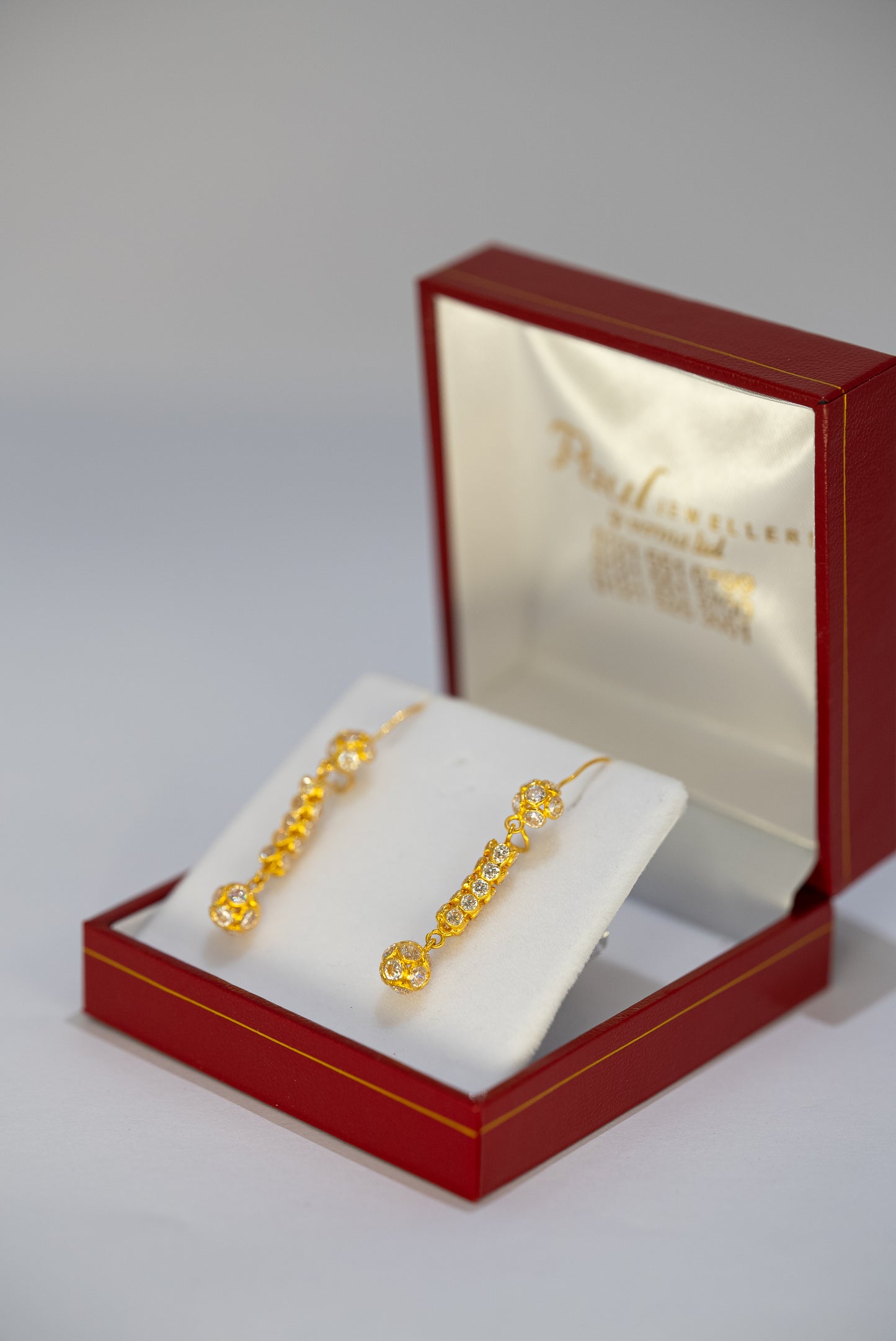 22ct Gold Drop Earrings with CZ Stones