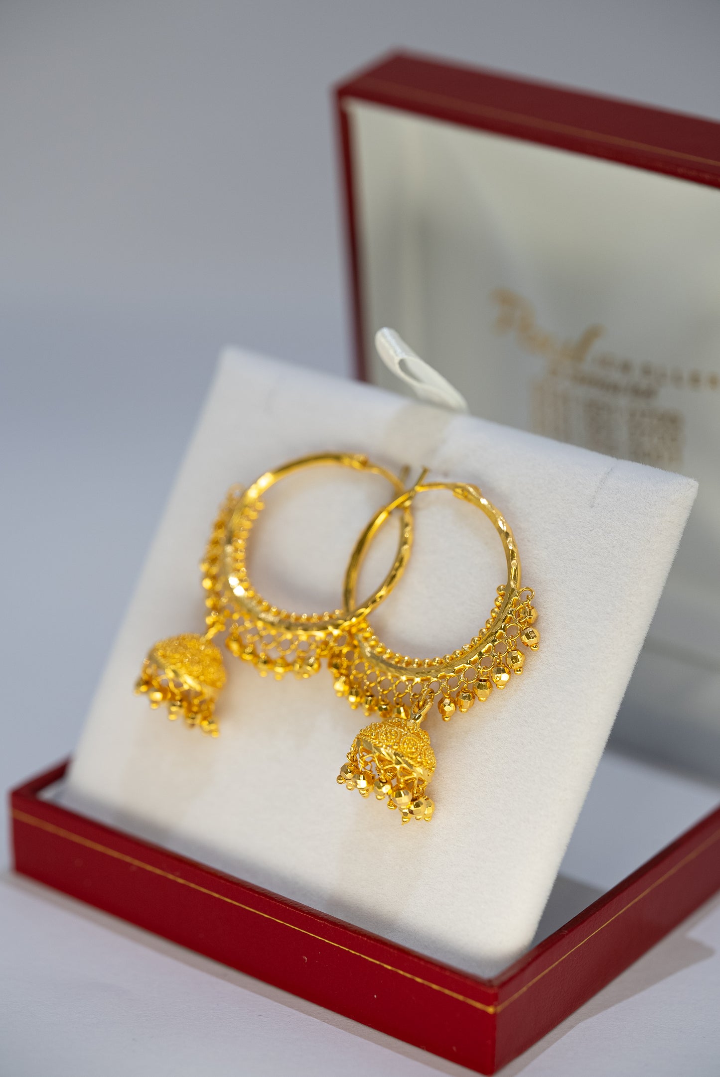 22ct Gold Hoop Earrings with Statement Jhumki Drops