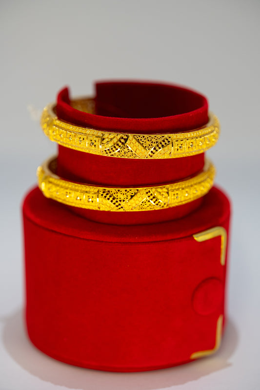 Intricate 22ct Gold Karas with Traditional Detailing