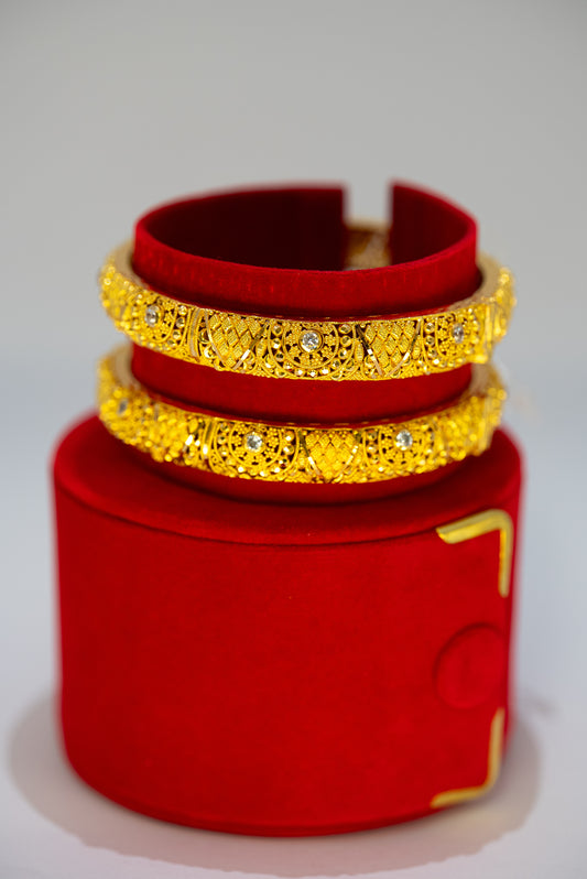 22ct Gold Karas with CZ Detailing and Filigree Design