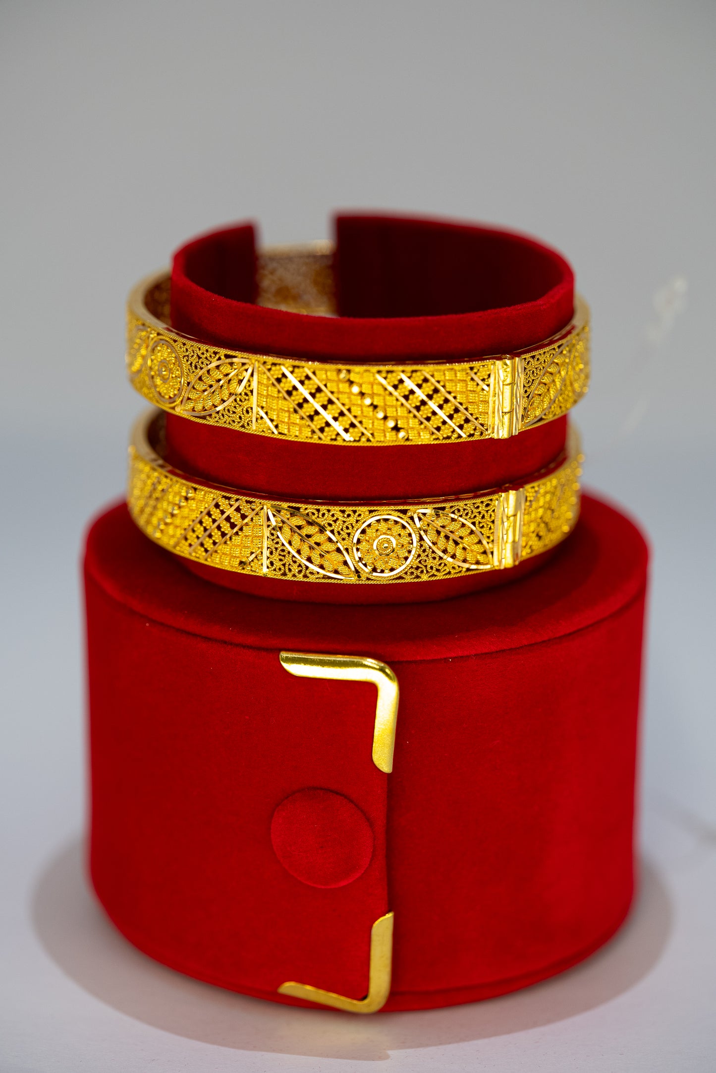 Traditional 22ct Gold Karas with Fine Geometric Detailing