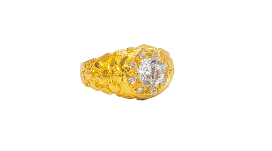 Mens White Stone Gold Ring